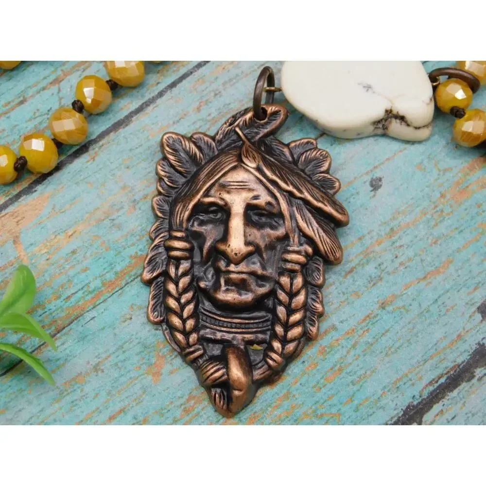 CHIEF PENDANT ON SPARKLE BEAD NECKLACE - Picture 2 of 3
